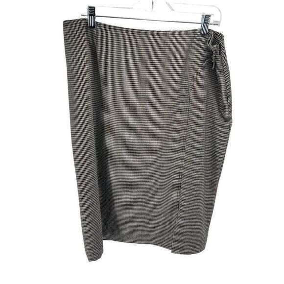 Harve Benard Womens Pencil Straight Skirt Houndstooth Stretch Black White 14 - Picture 2 of 11